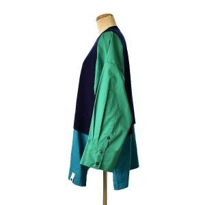 ENFOLD 22AW FAKE LAYERED PULLOVER カットソー 38 紺 緑 青