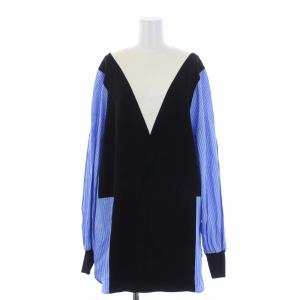 21AW ダブルサテンニット×SHIRT PULLOVER ストライプ 切替 ワンピース 38