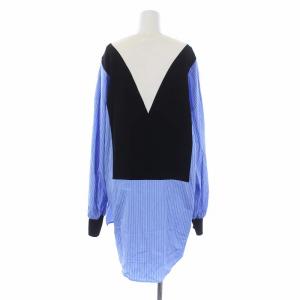 ENFOLD 21AW ダブルサテンニット×SHIRT PULLOVER ストライプ 切替 ワンピース 38