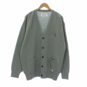 22AW CLASSIC KNIT CARDIGAN 長袖 Vネック ウール ロゴ刺繍 L