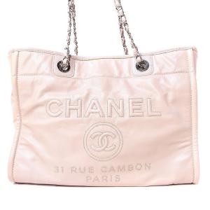 CHANEL ドーヴィル チェーントートバッグ 2200万番台 ココマーク キルティング キャビアスキン ピンク