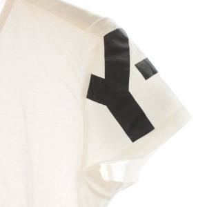 Y-3 adidas Tシャツ カットソー ロゴ プリント 半袖 クルーネック 丸首 ストレッチ S/P 白 ホワイト