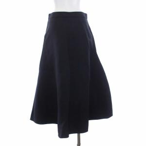 JIL SANDER Gabardine Skirt ロングフレアスカート 36 紺 JSCT350802