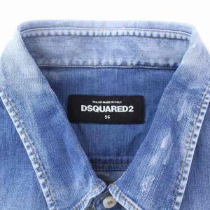 DSQUARED2 21SS RAW EDGE DENIM SHIRT USEDウォッシュ加工 3XL ブルー