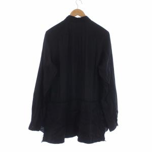 BLACK COMME des GARCONS AD2019 20SS 製品染め ほつれ加工 シャツ 長袖 切替 L ブラック 1E-B019