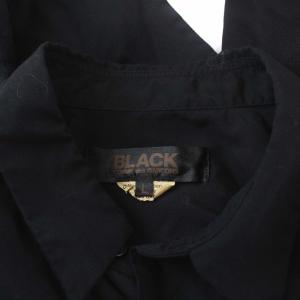 BLACK COMME des GARCONS AD2019 20SS 製品染め ほつれ加工 シャツ 長袖 切替 L ブラック 1E-B019