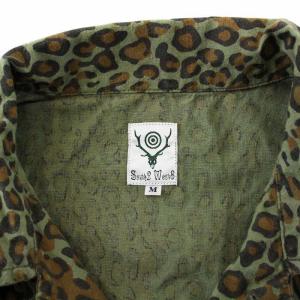 South2 West8 HUNTING SHIRT ハンティングシャツ レオパード ヒョウ柄 M 緑 茶 グリーン ブラウン