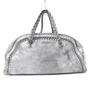 CHANEL 10番台 ラグジュアリーライン ココマーク ボストンバッグ トートバッグ レザー シルバー