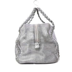 CHANEL 10番台 ラグジュアリーライン ココマーク ボストンバッグ トートバッグ レザー シルバー