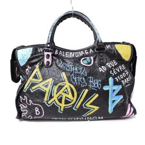 BALENCIAGA 18SS クラシックシティ グラフィティ 2WAY ハンドバッグ レザー ペイント 115748