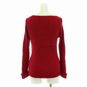 BLUE LABEL CRESTBRIDGE ニット カットソー 変形ネック ベルト ロールアップ ロゴプレート 長袖 38 M 赤 レッド