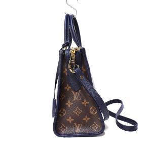 LOUIS VUITTON ポパンクールPM モノグラム ショルダーバッグ レザー 2way ブラウン ネイビー N43434