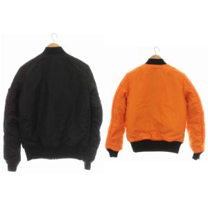ALPHA INDUSTRIES リバーシブル MA-1 フライトジャケット ブルゾン 中綿 20004-201 アウター M 黒 ブラック オレンジ