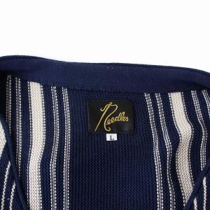 Needles 19SS V Neck Cardigan - Purl Stitch Vネック ニットカーディガン 長袖 ストライプ L 紺