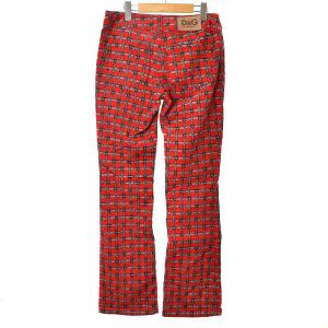 D&G ブーツカット フレア パンツ ベルト柄 チェック 総柄 30