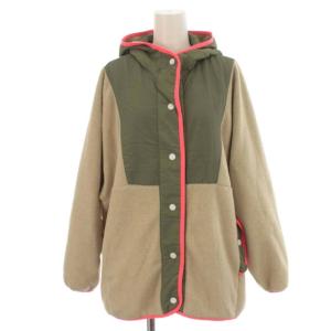 フリースジャケット ボア ナイロン 切替 フード アウター OT XL カーキ