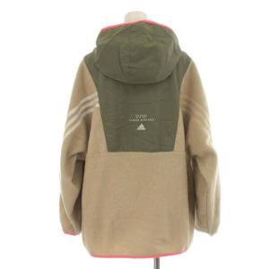 adidas フリースジャケット ボア ナイロン 切替 フード アウター OT XL カーキ