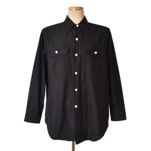 ブラウス シャツ 長袖 パール コットン 01 S 黒 ブラック