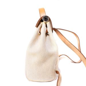 HERMES エールバッグ アドPM トワルアッシュ G刻印 リュックサック キャンバス レザー ベージュ