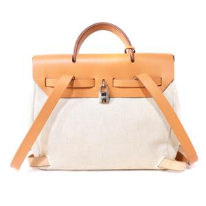 HERMES エールバッグ アドPM トワルアッシュ G刻印 リュックサック キャンバス レザー ベージュ