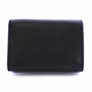 MICHAEL KORS 三つ折り財布 Wホック レザー MK ゴールドロゴ 黒 ブラック