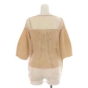 Ameri VINTAGE MEDI BACK SHEER KNIT TOP アンサンブル ニット カットソー プルオーバー シアー切替 五分袖 キャミソール