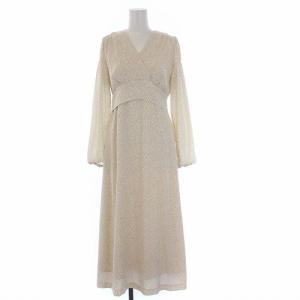 21SS ドットカシュクールワンピース 長袖 ロング リボン 36 S アイボリー CWFO211063