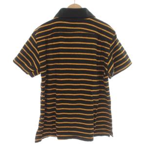 KAPITAL ポロシャツ ボーダー 半袖 2 M 黒 ブラック 黄色 イエロー
