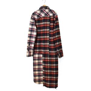 MIHARA YASUHIRO 16AW 71123100 ロングシャツジャケット チェック ダメージ加工 46 レッド