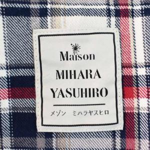 MIHARA YASUHIRO 16AW 71123100 ロングシャツジャケット チェック ダメージ加工 46 レッド