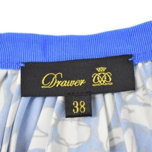 Drawer 6524-299-1329　スカート ロング プリーツ フレア 花柄 38 ブルー 