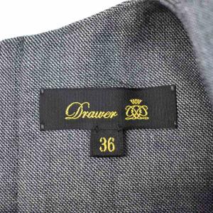 Drawer 22年製 ウールシャークスキン ワンピース ノースリーブ 36 グレー 6526-234-1327