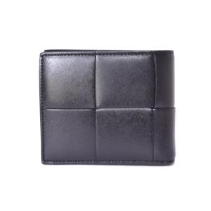 BOTTEGA VENETA マキシイントレチャート 二つ折り財布 小銭入れ レザー ブラック