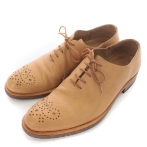 GIORGIO ARMANI ビジネスシューズ ドレスシューズ カッティング レザー 靴 シューズ 39.5 24.5cm ベージュ