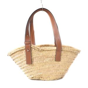 LOEWE スモール ラフィア バスケットバッグ アナグラム トートバッグ かごバッグ ナチュラル