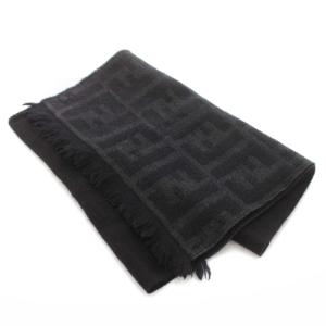 FENDI マフラー ストール ズッカ柄 グラデーション ウール 黒 ブラック グレー