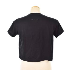 MM6 Maison Margiela 22AW Tシャツ カットソー 半袖 クルーネック ショート丈 ロゴ スタッズ S ブラック