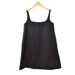 PRADA 21SS Re Nylon ノースリーブ ワンピース ミニ 三角プレート ポーチ付き 36 ブラック