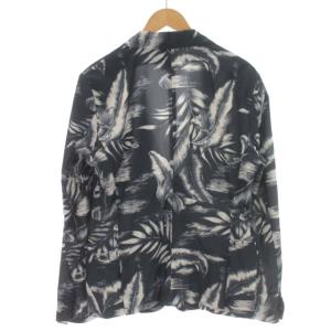 DIESEL テーラードジャケット シングル 2B 総柄 ボタニカル柄 総裏地 本切羽 サイドベンツ M 紺 ネイビー