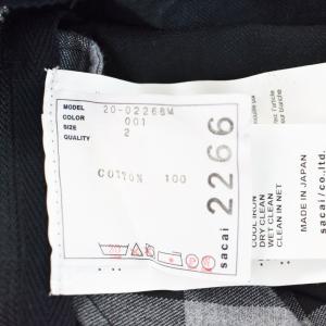 sacai Denim Check Pullover Tシャツ 2 黒 20-02266M