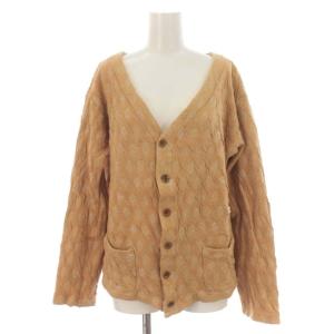 カーディガン シワ加工 総柄 ショート丈 Vネック 1 M ベージュ