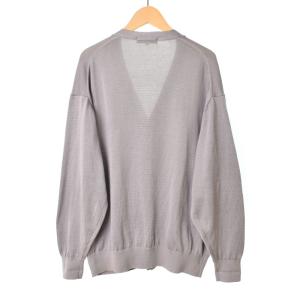 Christian Dior カーディガン Vネック 長袖 ロゴ 刺繍 シルク カネボウ M グレー