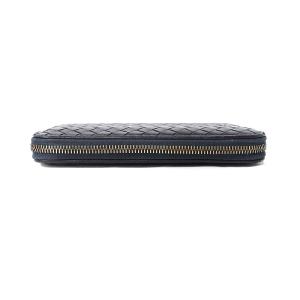 BOTTEGA VENETA イントレチャート ラウンドジップ レザー グラデーション 長財布 ブラック グリーン 黒 緑