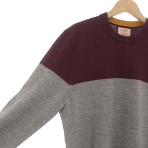 Brooks Brothers ニット セーター ウール クルーネック 長袖 S 赤紫 グレー