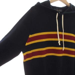 Brooks Brothers タグ付き ニット パーカー ライン ボーダー ウール S 紺 ネイビー