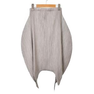 PLEATS PLEASE ISSEY MIYAKE スカート 変形 プリーツ ラウンドヘム 無地 1 グレー PP43-JG715