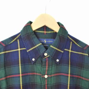 RALPH LAUREN ボタンダウンシャツ チェック クラシックフィット L マルチカラー 緑 グリーン