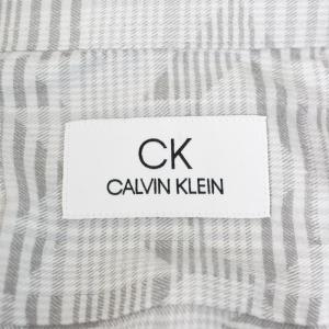 Calvin Klein シャツ 長袖 チェック 総柄 コットン L グレー