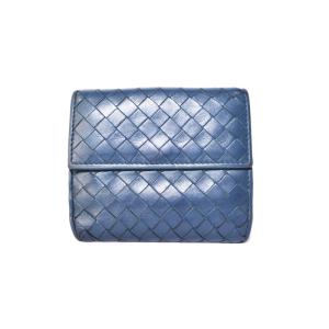 BOTTEGA VENETA イントレチャート 二つ折り 財布 レザー ?? ブルー