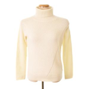 ニット セーター 長袖 タートルネック ウール フロントバッジ 38 ベージュ G5N14-812-02